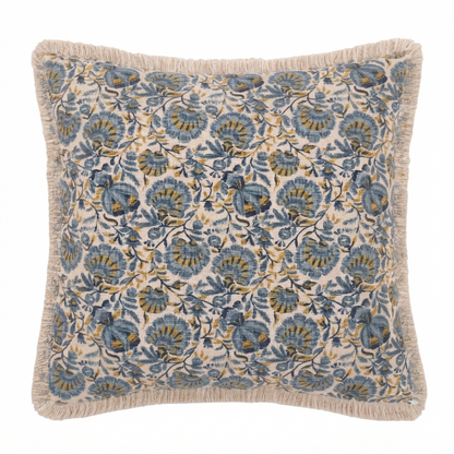 Blue Floral Print Cushion Cover