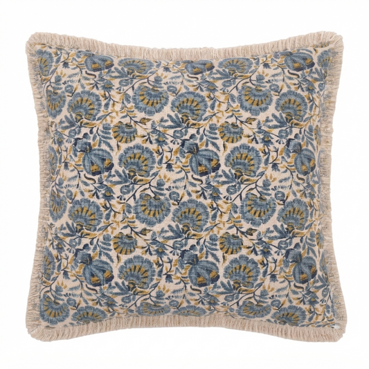 Blue Floral Print Cushion Cover