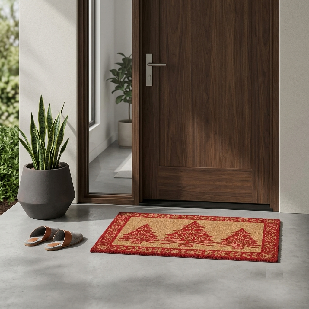 Evergreen Folk Art Christmas Doormat