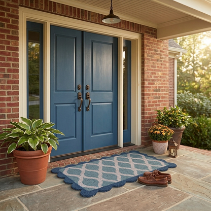 Geometric Wave Scalloped Doormat