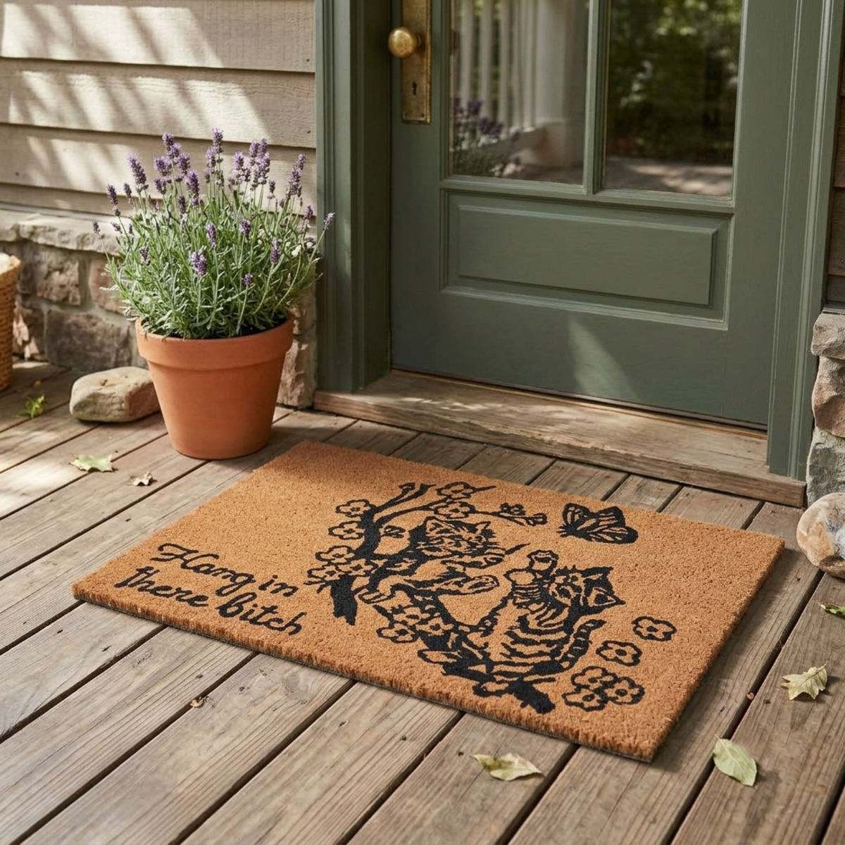 Hang In There Bitch Cat Coir Doormat