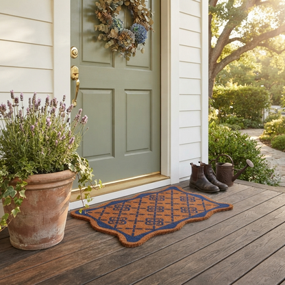 Blue Scalloped Doormat