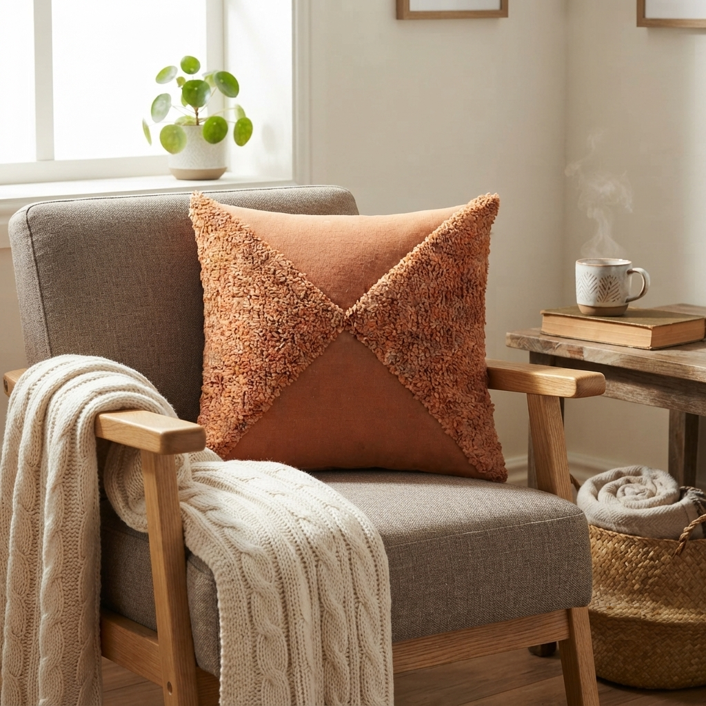 Brown Table Tufted Cushion Cover