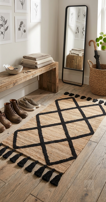 Hand Woven Jute Rug with Tassels