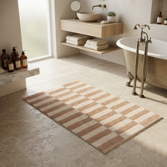 Modern Brick-Stripe Cotton Bathmat