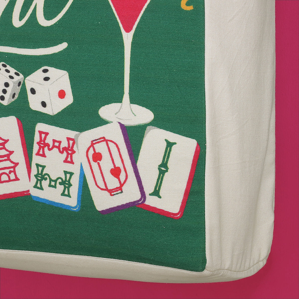 Greeen Cotton Print Mahjong Bag