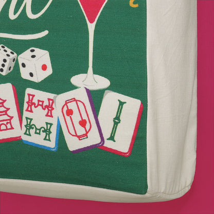 Greeen Cotton Print Mahjong Bag
