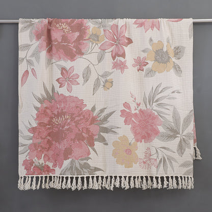 Reversible Blush Botanical Tapestry Throw