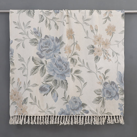 Reversible Blue Rose Garden Throw