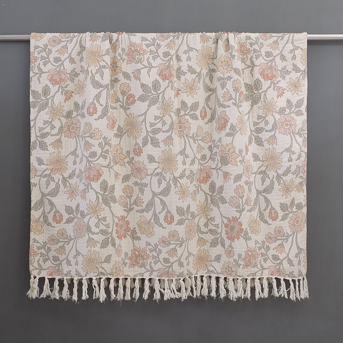 Reversible Multicolor Floral Throw