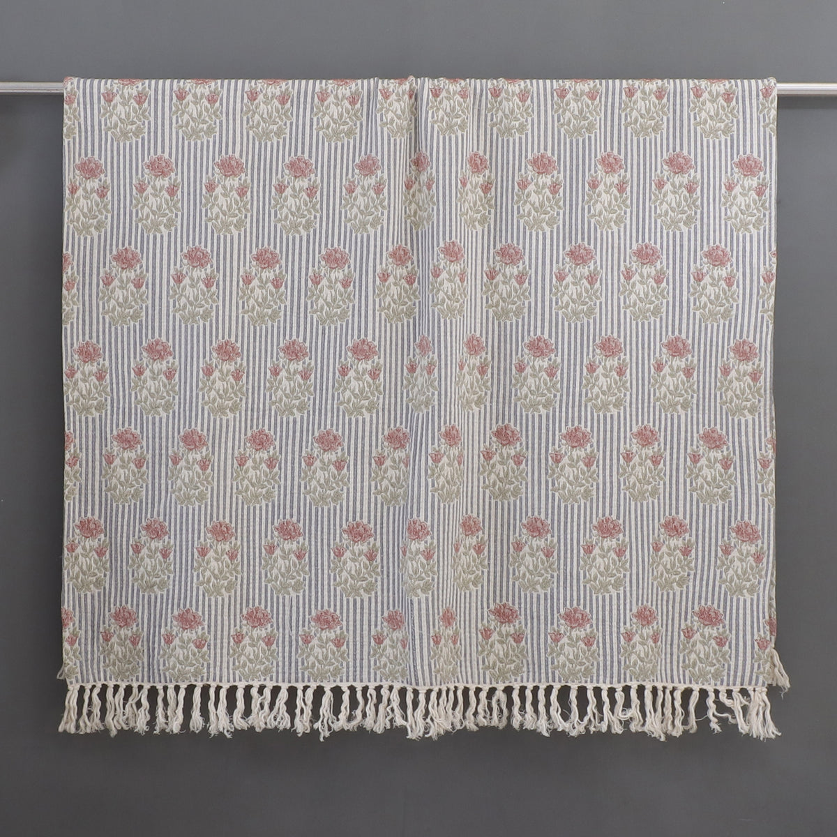 Reversible Block Print Floral Throw