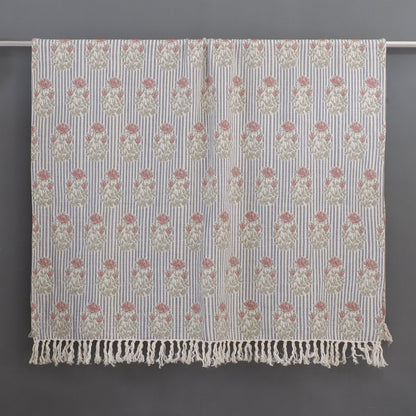 Reversible Block Print Floral Throw