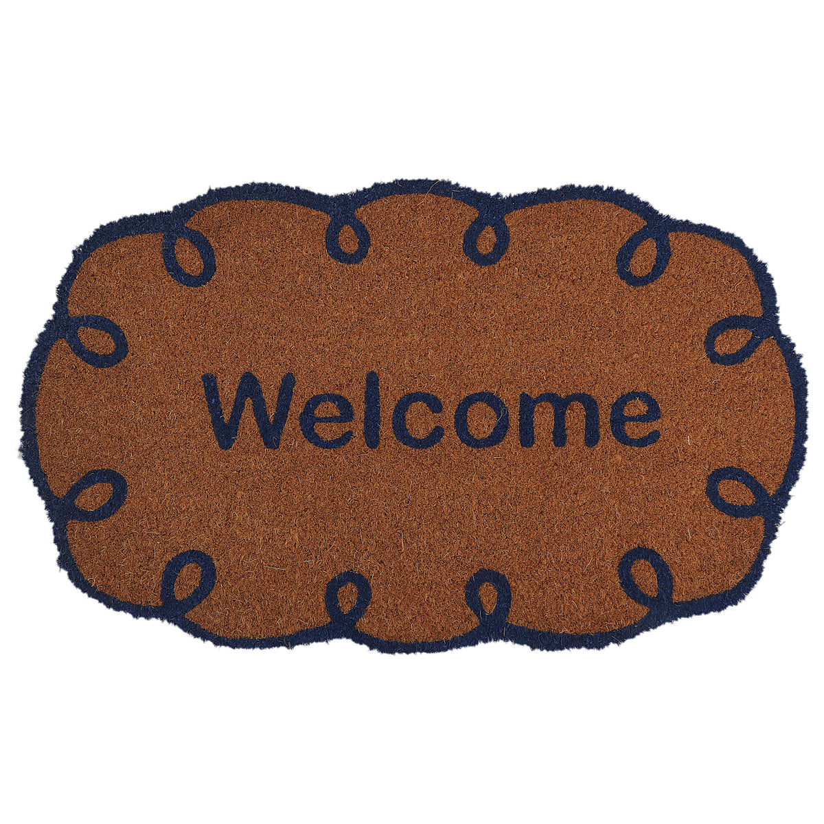 Blue Scalloped Welcome Coir Doormat
