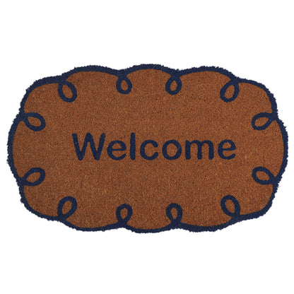Blue Scalloped Welcome Coir Doormat