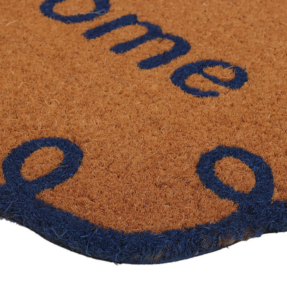 Blue Scalloped Welcome Coir Doormat