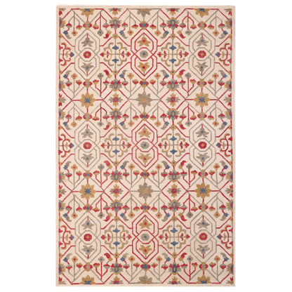 Red & Antique Gold Habd Tufted Carpet 5'X8'