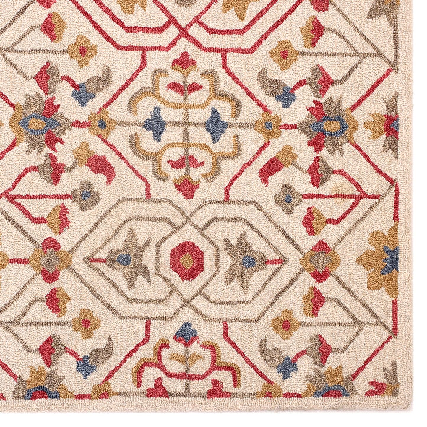 Red & Antique Gold Habd Tufted Carpet 5'X8'