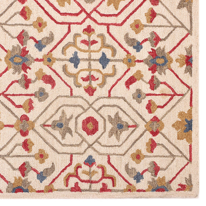 Red & Antique Gold Habd Tufted Carpet 5'X8'