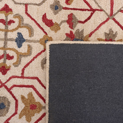 Red & Antique Gold Habd Tufted Carpet 5'X8'