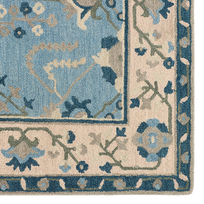 Blue and Beige Hand Tufted Carpet 5'X8'