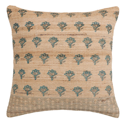 Natural Jute Floral Print Cushion Cover