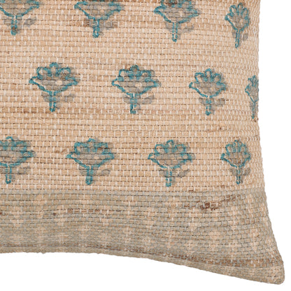 Natural Jute Floral Print Cushion Cover