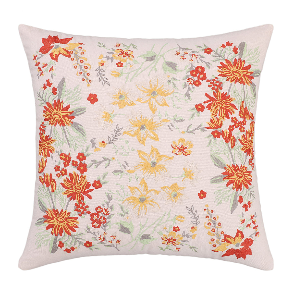 Multicolor Floral Embroidered Cushion Cover