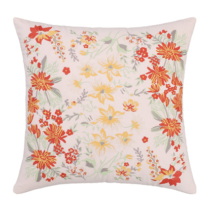 Multicolor Floral Embroidered Cushion Cover