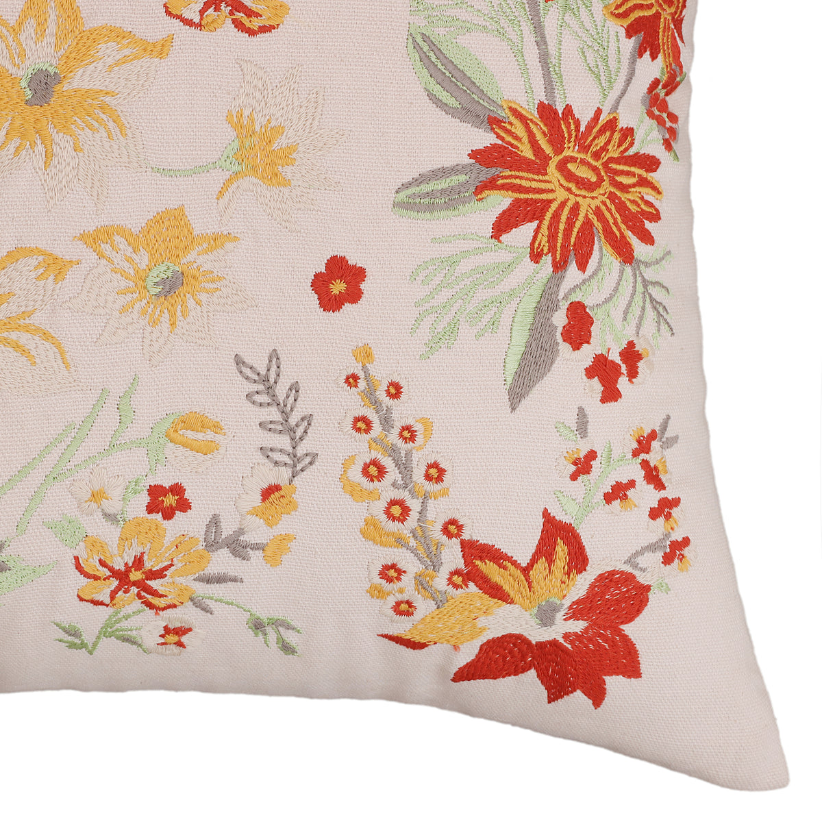 Multicolor Floral Embroidered Cushion Cover