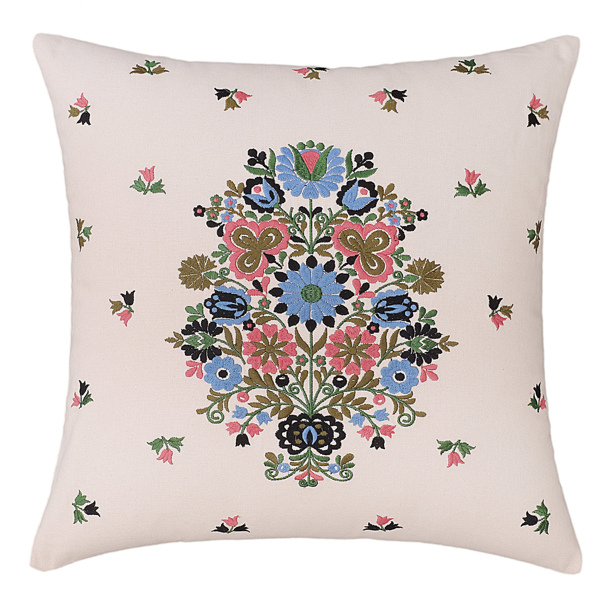 White Floral Embroidered Cushion Cover