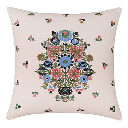 White Floral Embroidered Cushion Cover