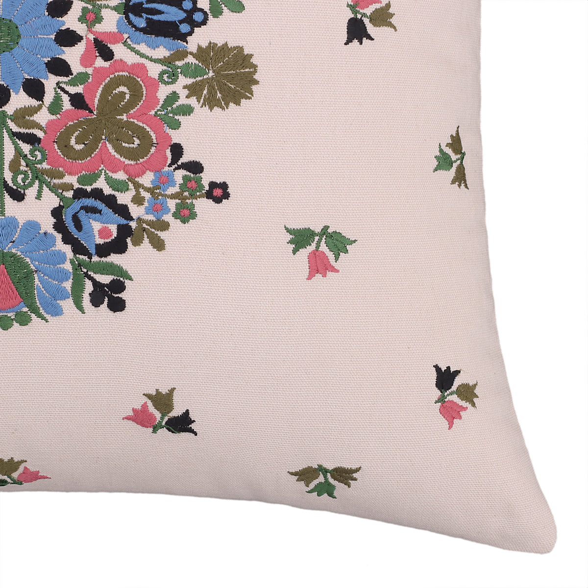 White Floral Embroidered Cushion Cover