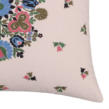 White Floral Embroidered Cushion Cover