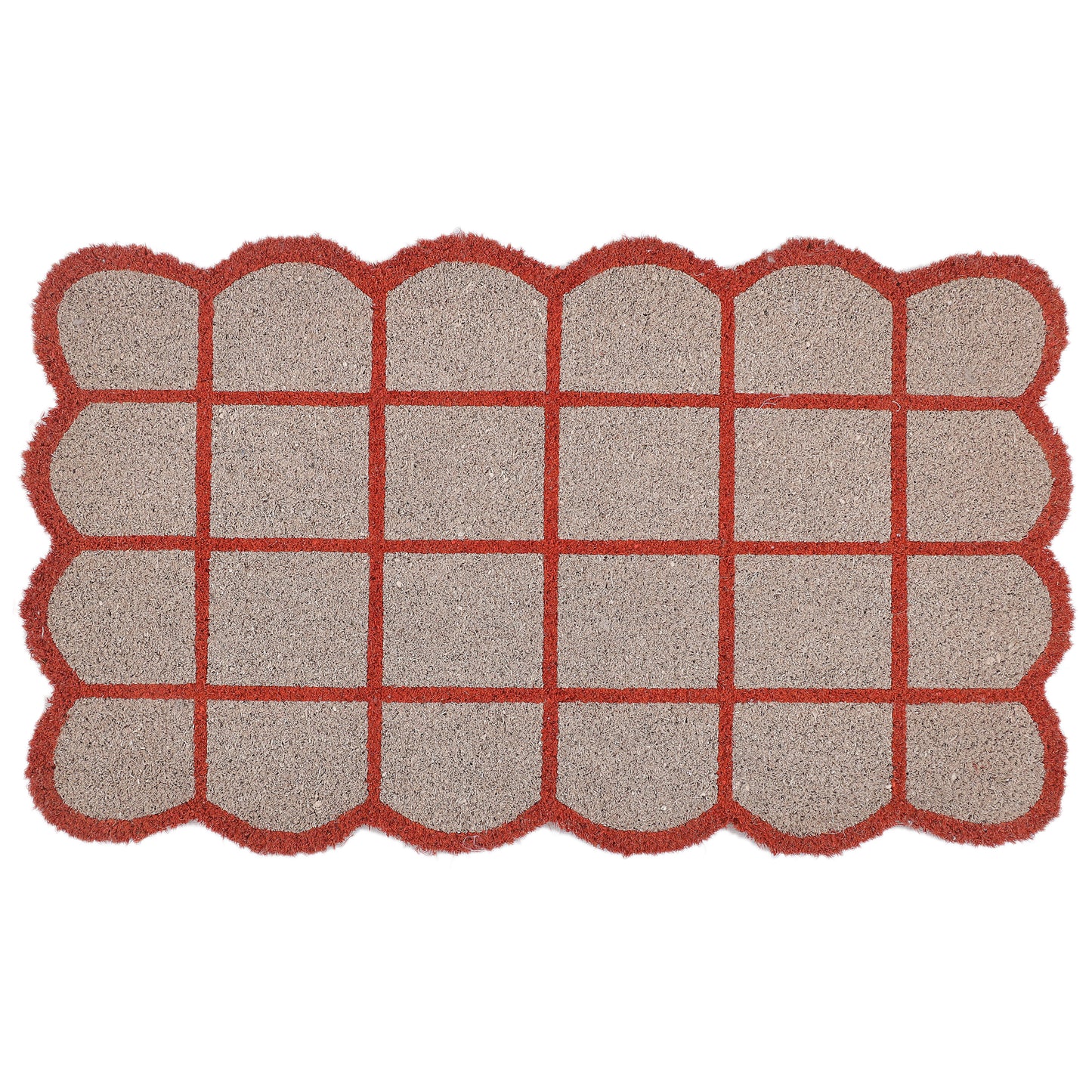 Checkered Scalloped Coir Doormat