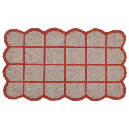 Checkered Scalloped Coir Doormat