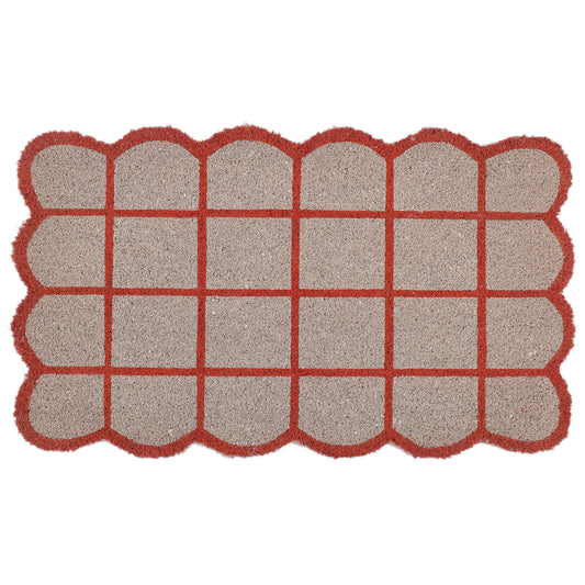 Checkered Scalloped Coir Doormat