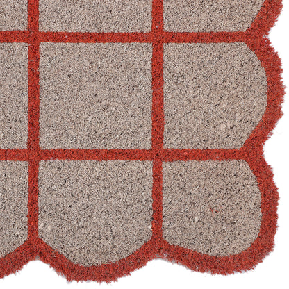 Checkered Scalloped Coir Doormat