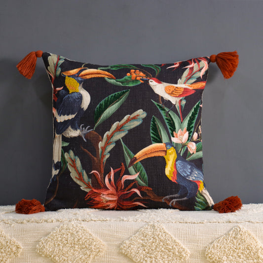 Hornbills Print Cushion Cover
