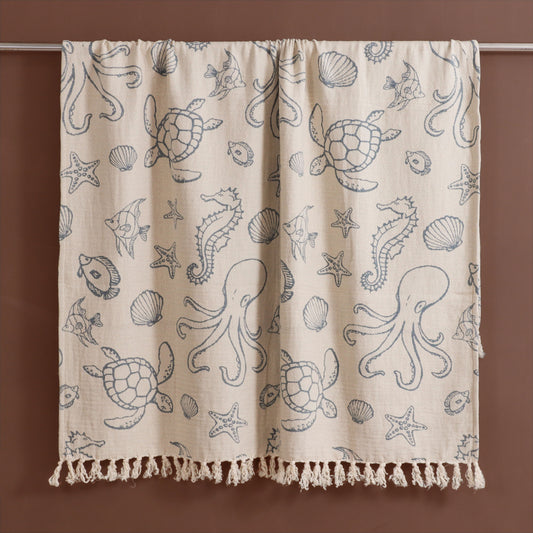 Reversible Sea Creatures Print Throw