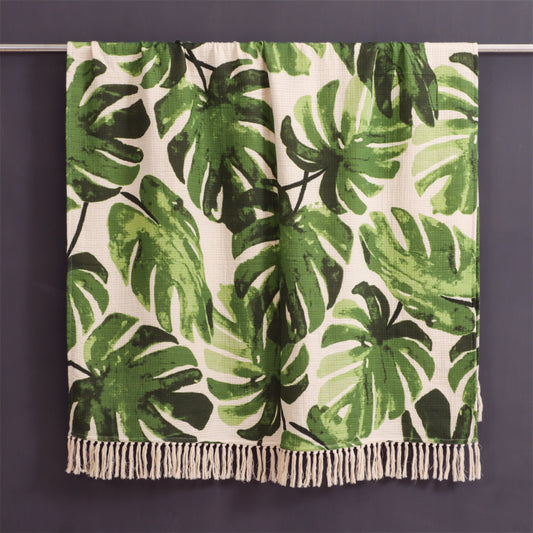 Tropical Leaves Print Throw