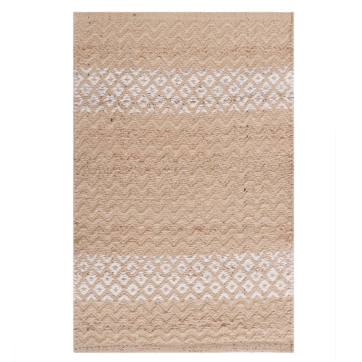 Natural Jute & White Chevron Mat
