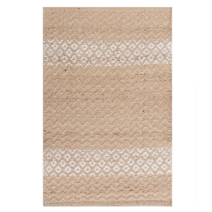 Natural Jute & White Chevron Mat