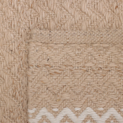 Natural Jute & White Chevron Mat