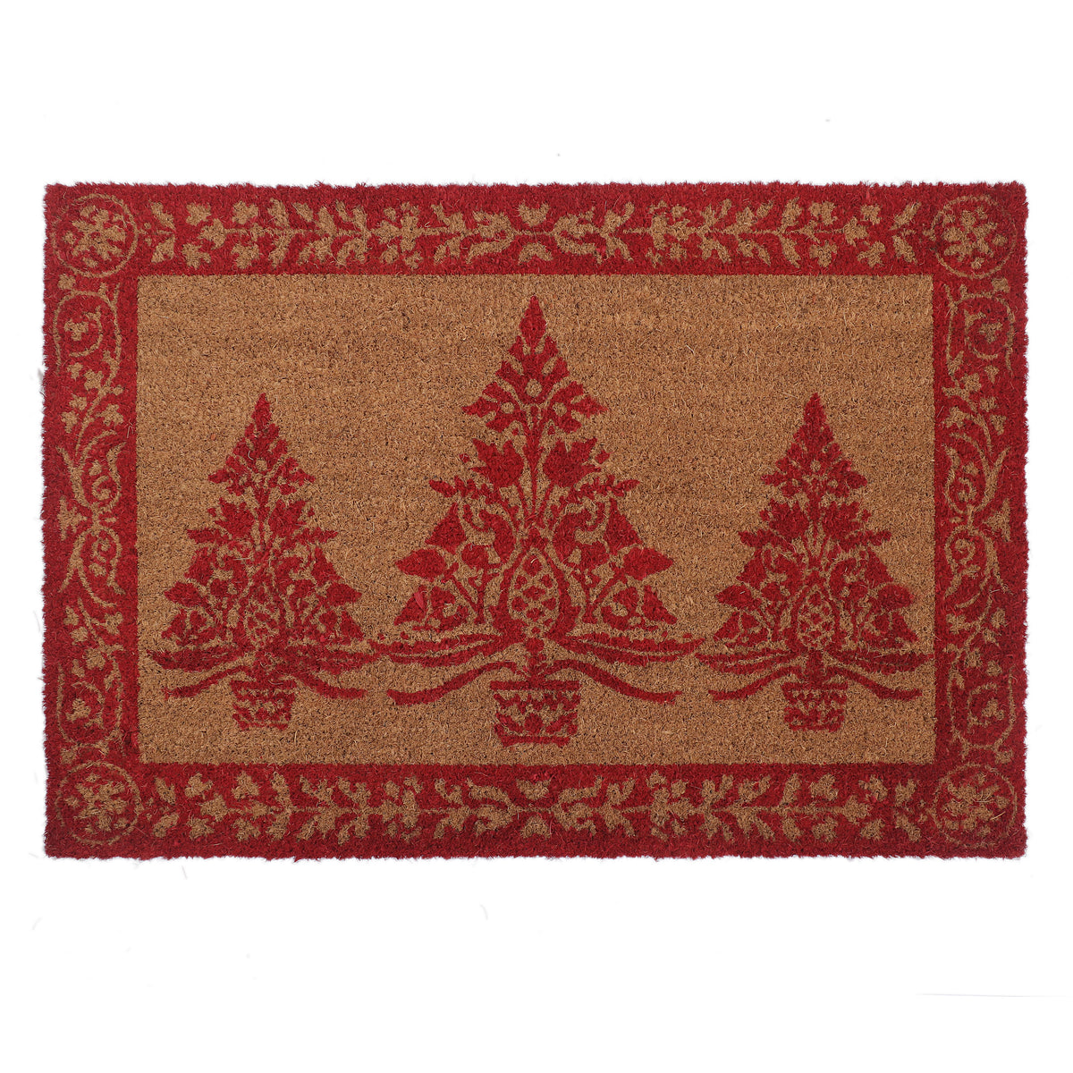 Evergreen Folk Art Christmas Doormat