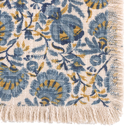Blue Floral Print Cushion Cover