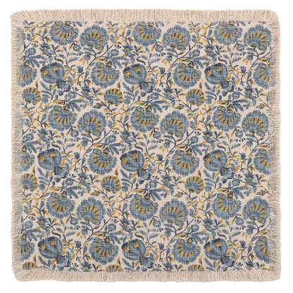 Blue Floral Print Cushion Cover