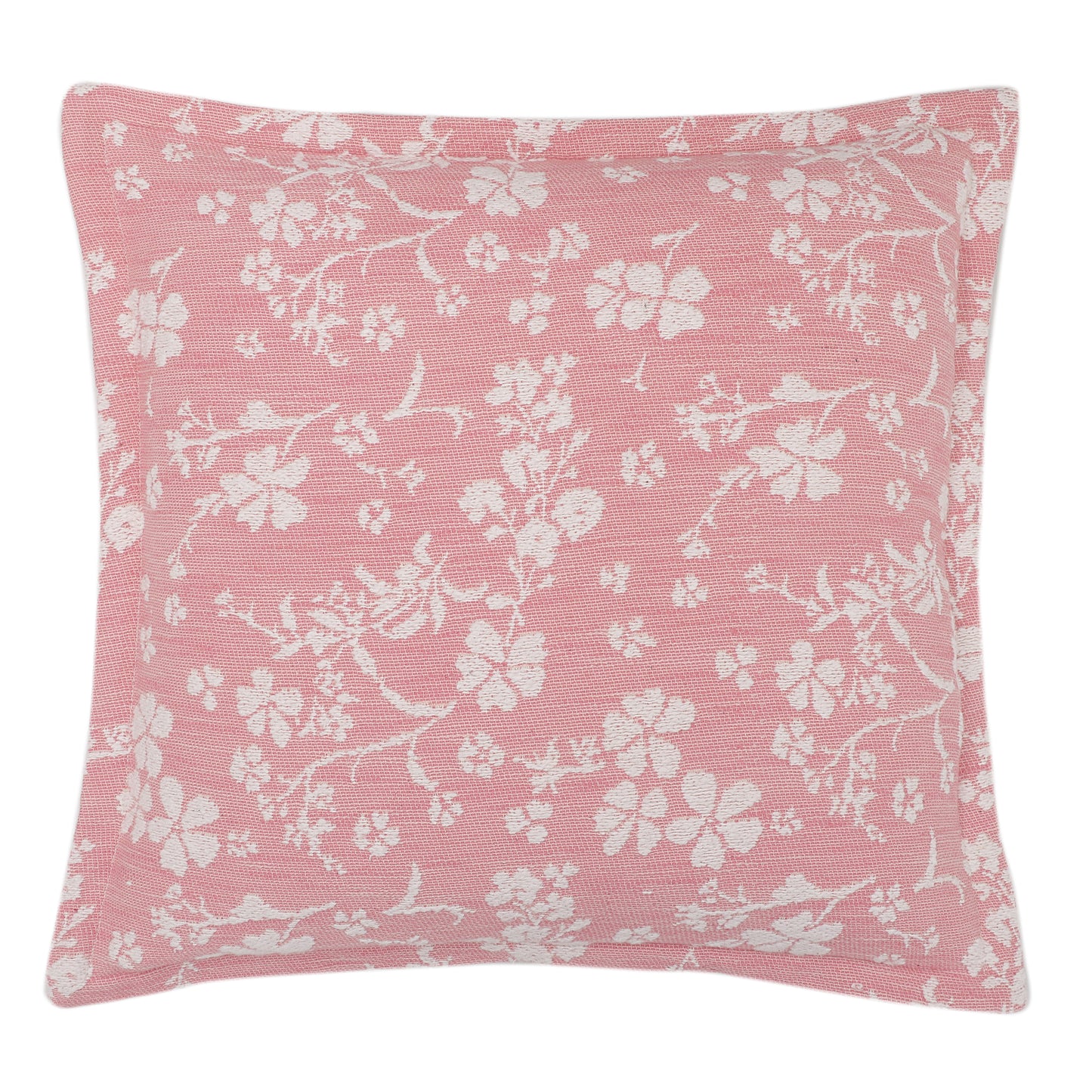 Pink Floral Jacquard Cushion Cover