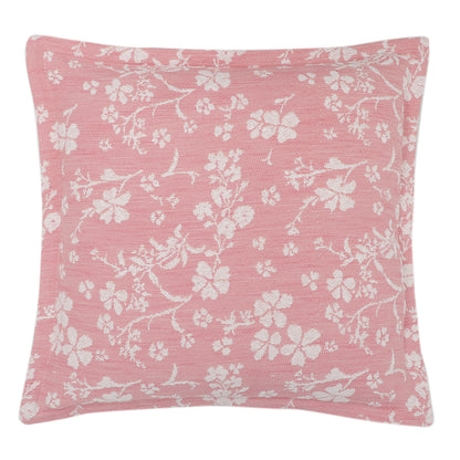 Pink Floral Jacquard Cushion Cover