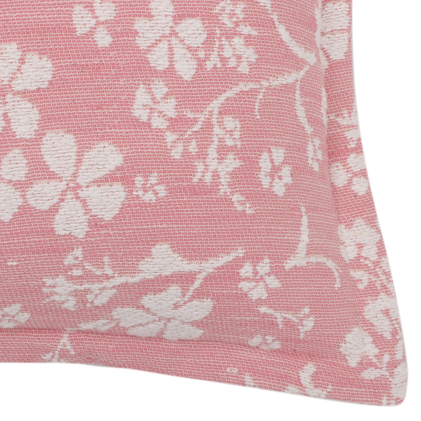 Pink Floral Jacquard Cushion Cover