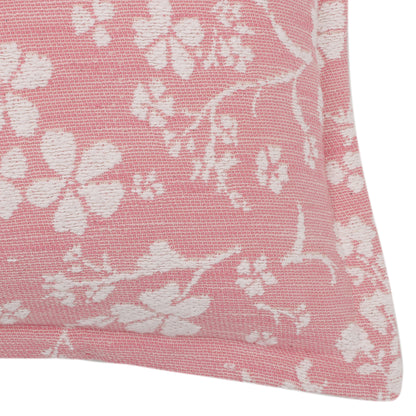 Pink Floral Jacquard Cushion Cover